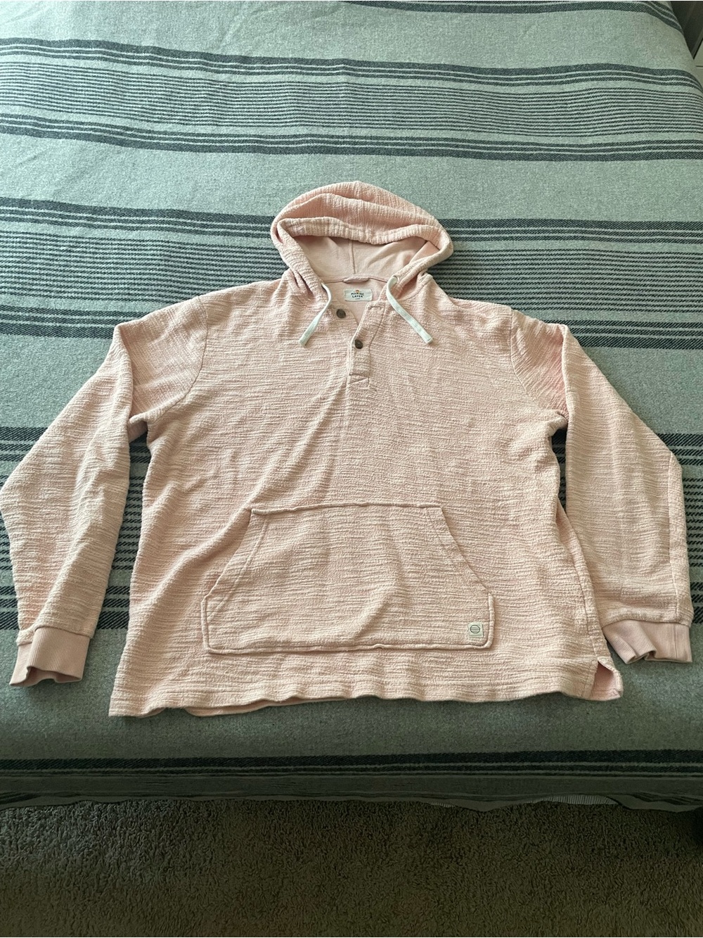 Marine Layer Large Pale Pink Hooded Henley Pullover - Picture 1 of 6